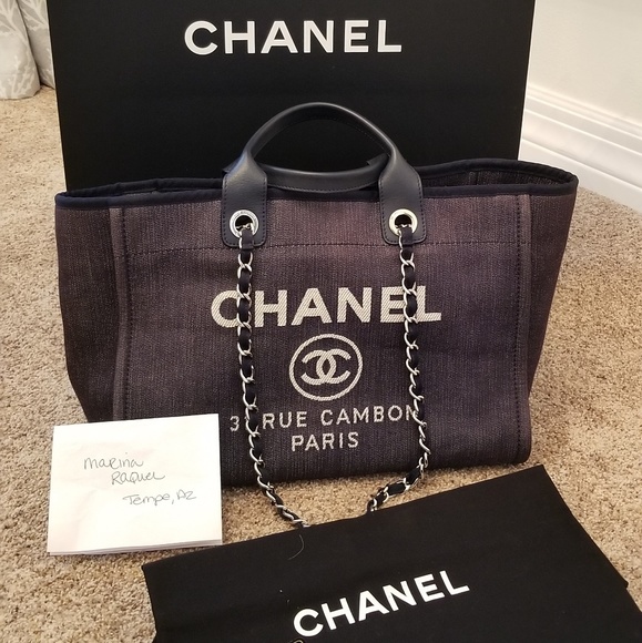 chanel blue jean bag